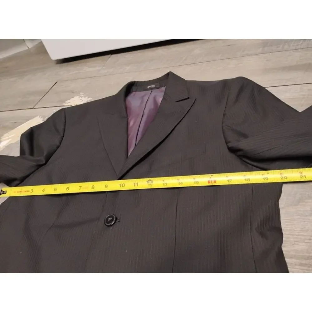 J. Ferrar Modern Fit Men’s 3-Piece Suit Jacket 38s & Pants 30x32 black Stripe JF